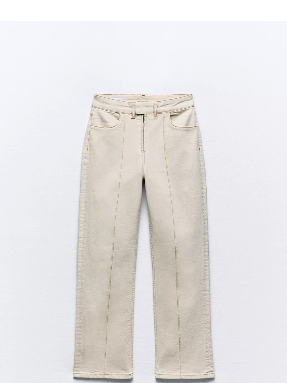 Zara Women’s Straight-Leg Jeans in Cream